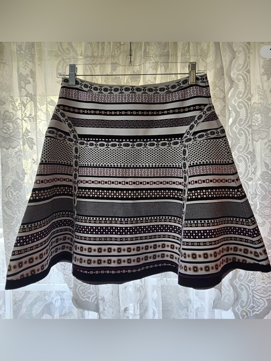 Diane Von Furstenberg Dresses & Skirts - Diane von Furstenberg DVF geometric stripe A-line rayon skirt black white purple